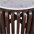 Pemberly Row 33 in. White Marble & Brown Acacia Wood Coffee Table Modern Design