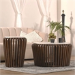Pemberly Row 33 in. White Marble & Brown Acacia Wood Coffee Table Modern Design
