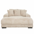 Pemberly Row Taupe Oversized Fabric Cuddler Chaise with Cupholder and USB Ports