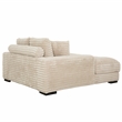 Pemberly Row Taupe Oversized Fabric Cuddler Chaise with Cupholder and USB Ports