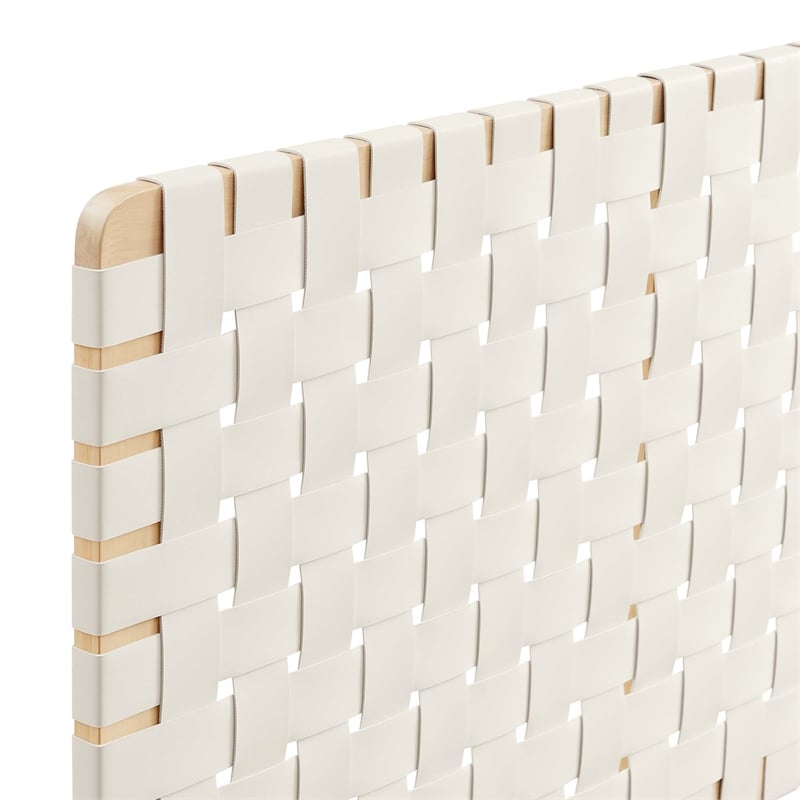 Pemberly Row Weave Vegan Leather Full Headboard in Natural Beige