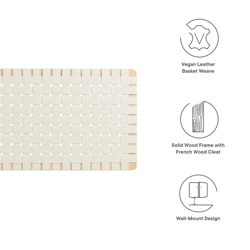 Pemberly Row Weave Vegan Leather Full Headboard in Natural Beige