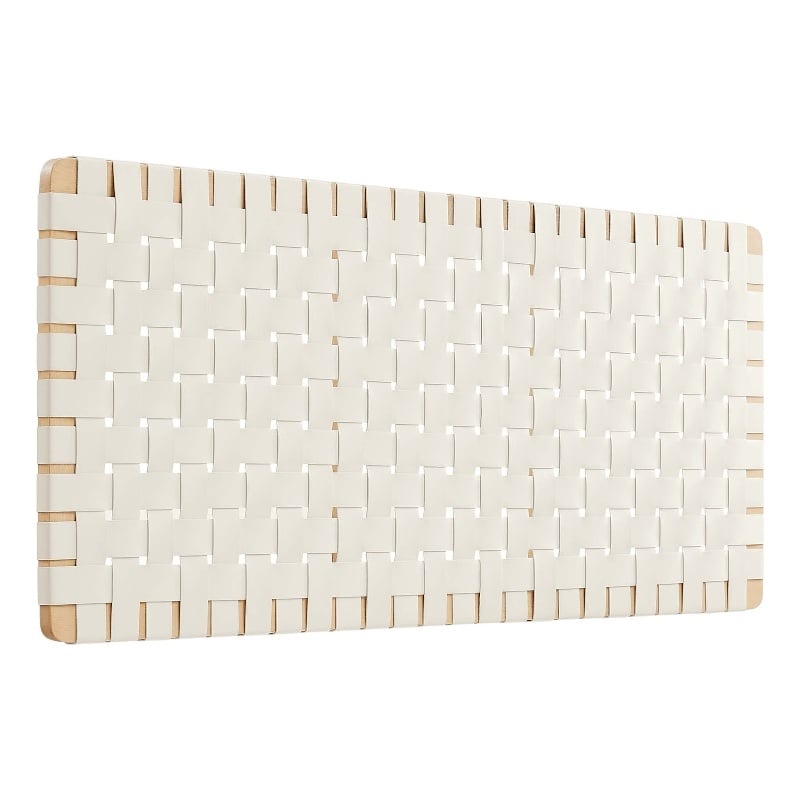 Pemberly Row Weave Vegan Leather Full Headboard in Natural Beige