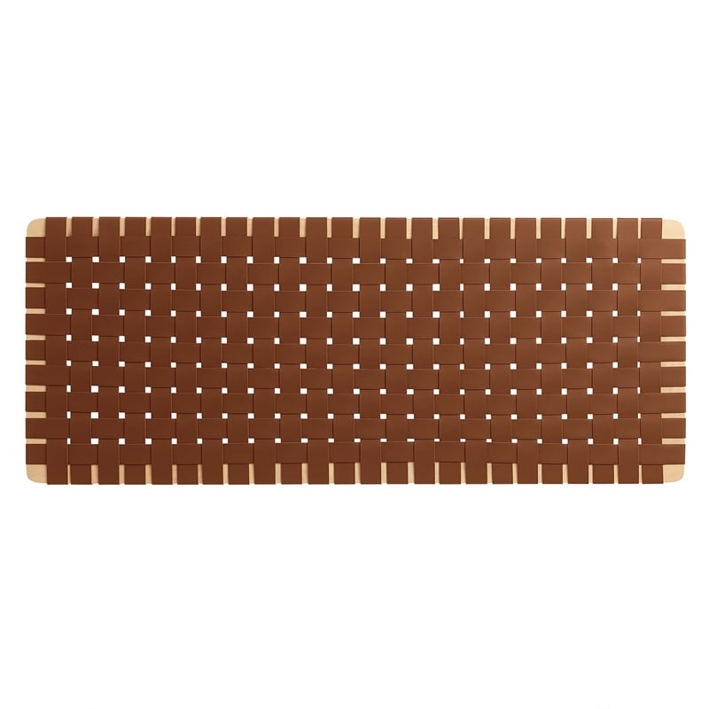 Pemberly Row Weave Vegan Leather Full Headboard in Natural Brown