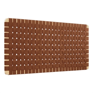 Pemberly Row Weave Vegan Leather Full Headboard in Natural Brown