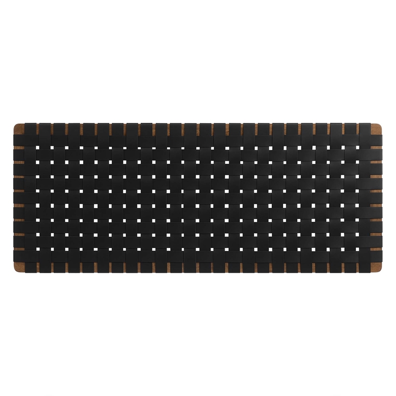 Pemberly Row Weave Vegan Leather Full Headboard in Walnut Black