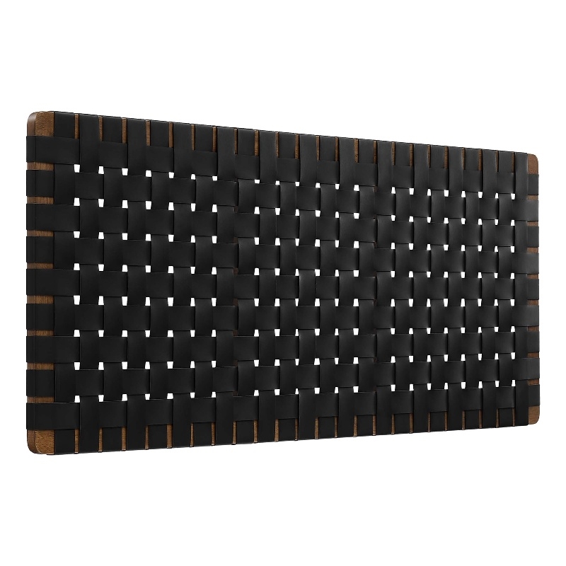 Pemberly Row Weave Vegan Leather Full Headboard in Walnut Black