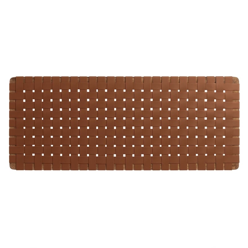 Pemberly Row Weave Vegan Leather Full Headboard in Walnut Brown