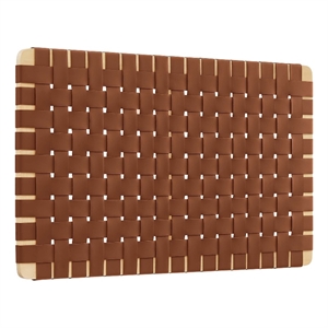 Pemberly Row Weave Wall-Mount Vegan Leather Twin Headboard in Natural Brown