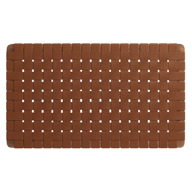 Pemberly Row Weave Wall-Mount Vegan Leather Twin Headboard in Walnut Brown