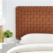 Pemberly Row Weave Wall-Mount Vegan Leather Twin Headboard in Walnut Brown