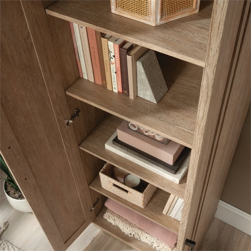 Pemberly Row Contemporary Storage Cabinet in a Brushed Oak finish