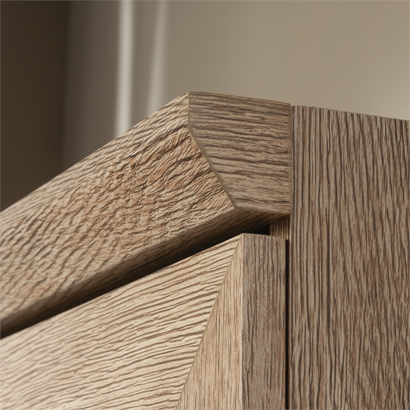 Pemberly Row Contemporary Storage Cabinet in a Brushed Oak finish