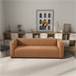 Pemberly Row Mid-Century Style Tuxedo Arm Velvet Living Room Sofa in Mocha
