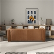 Pemberly Row Mid-Century Style Tuxedo Arm Velvet Living Room Sofa in Mocha