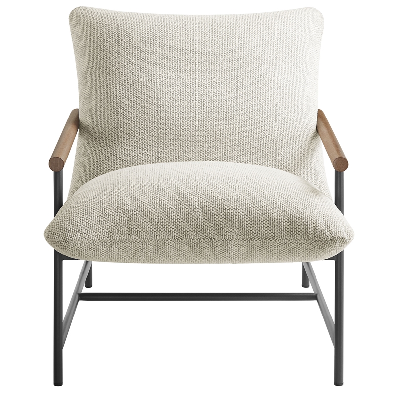 Pemberly Row Contemporary Fabric Sling Lounge Chair in Ivory