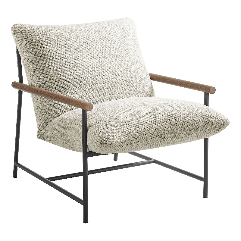 Pemberly Row Contemporary Fabric Sling Lounge Chair in Ivory