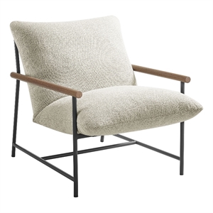 Pemberly Row Contemporary Fabric Sling Lounge Chair in Ivory