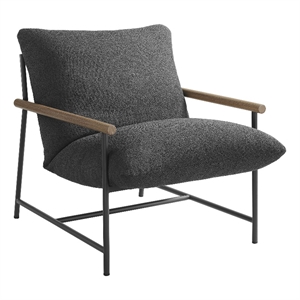 Pemberly Row Contemporary Fabric Sling Lounge Chair in Charcoal