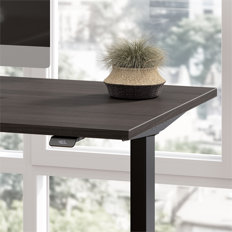 Pemberly Row 72W L Shaped Standing Desk in Storm Gray-Engineered Wood