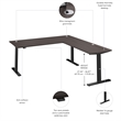 Pemberly Row 72W L Shaped Standing Desk in Storm Gray-Engineered Wood