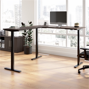 Pemberly Row 72W L Shaped Standing Desk in Storm Gray-Engineered Wood