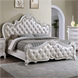Pemberly Row Contemporary Tufted Faux Leather Eastern King Bed in White