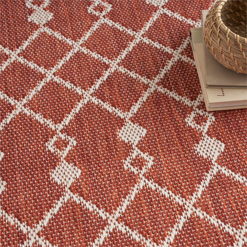 Pemberly Row Contemporary 4' x 6' Fabric Terracotta Area Rug