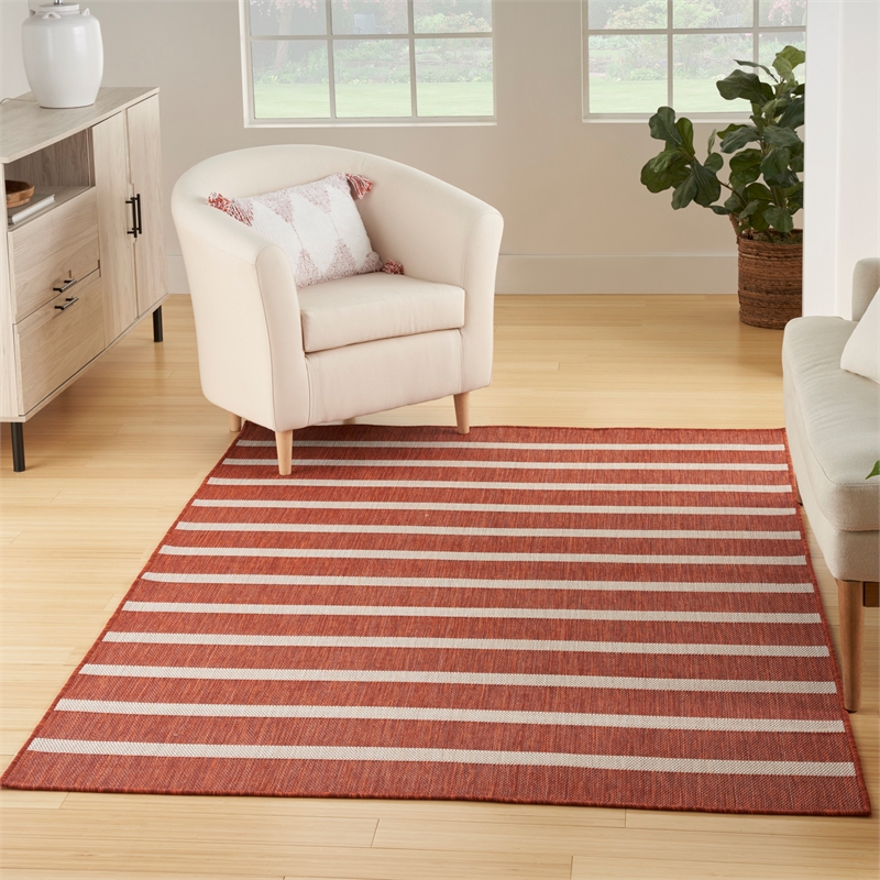 Pemberly Row Contemporary 4' x 6' Fabric Terracotta Area Rug