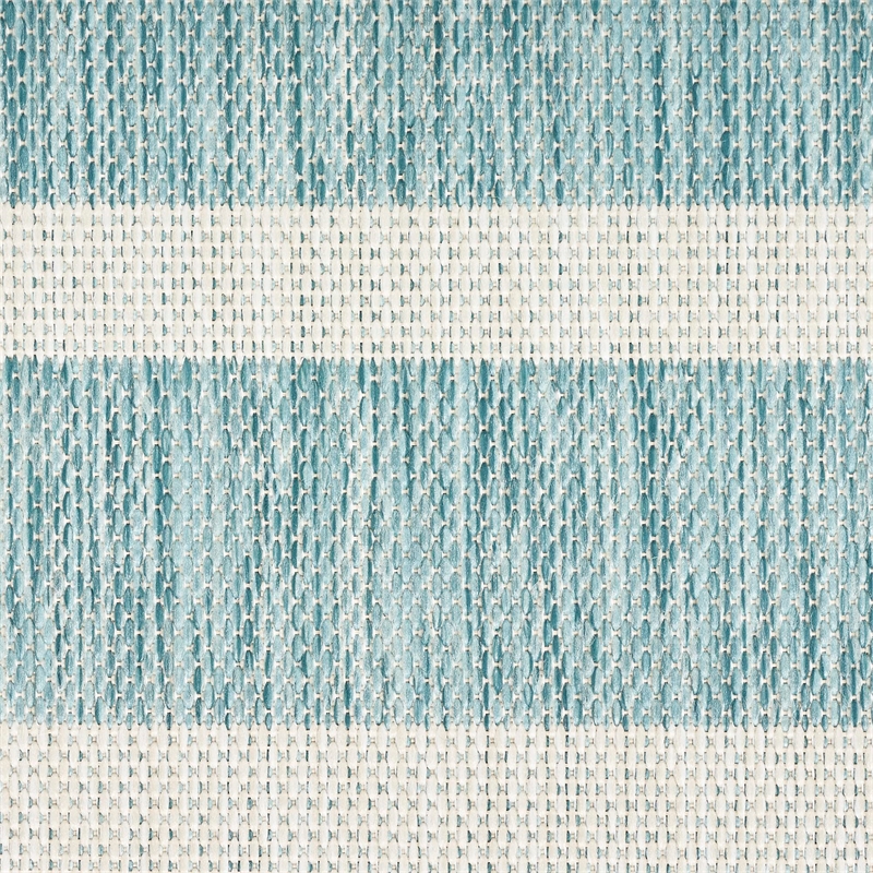 Pemberly Row Contemporary 5' x 7' Fabric Aqua Ivory Area Rug