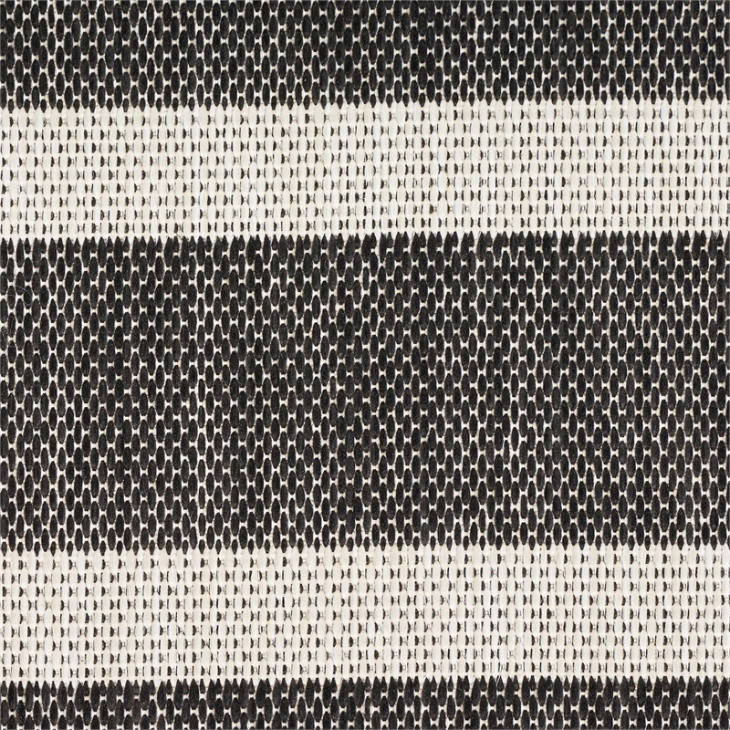 Pemberly Row Contemporary 5' x 7' Fabric Black Ivory Area Rug