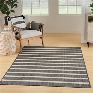 Pemberly Row Contemporary 5' x 7' Fabric Charcoal Ivory Area Rug