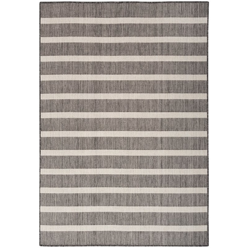 Pemberly Row Contemporary 5' x 7' Fabric Charcoal Ivory Area Rug