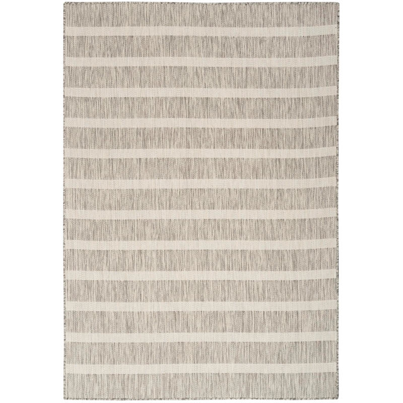 Pemberly Row Contemporary 7' x 10' Fabric Grey Ivory Area Rug