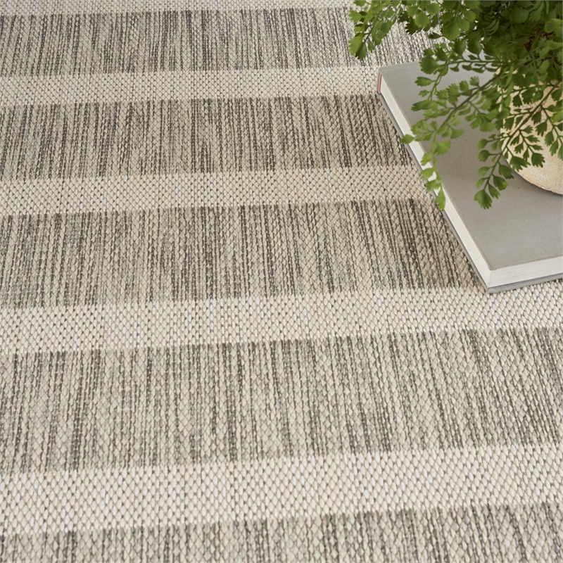Pemberly Row Contemporary 7' x 10' Fabric Grey Ivory Area Rug