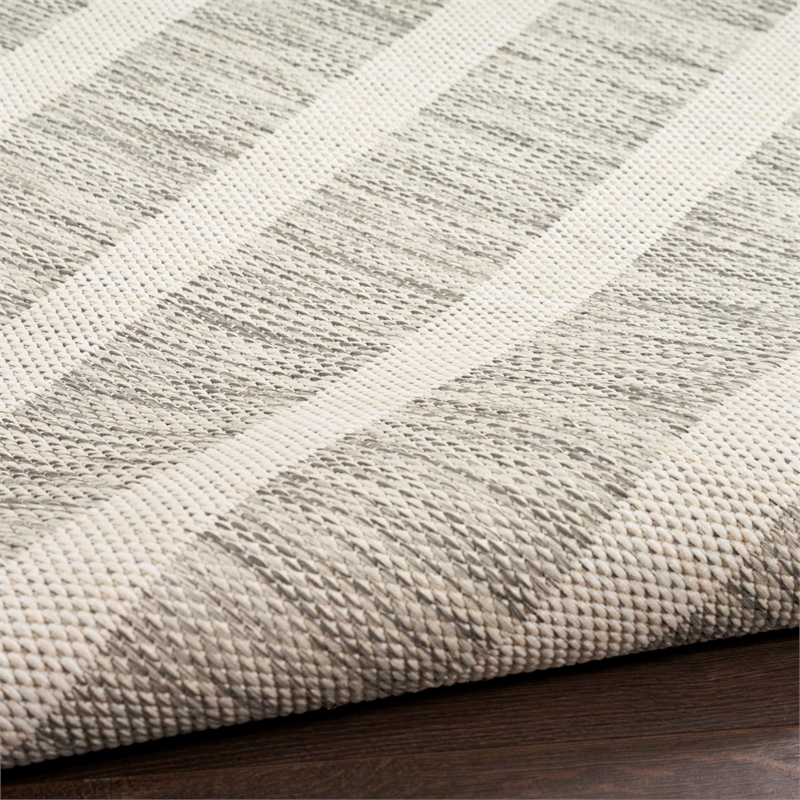 Pemberly Row Contemporary 7' x 10' Fabric Grey Ivory Area Rug