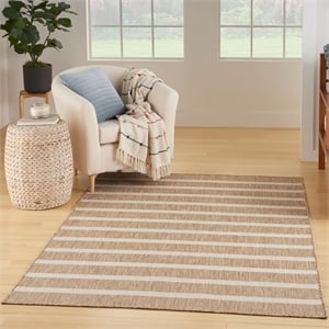 Pemberly Row Contemporary 5' x 7' Fabric Beige Ivory Area Rug