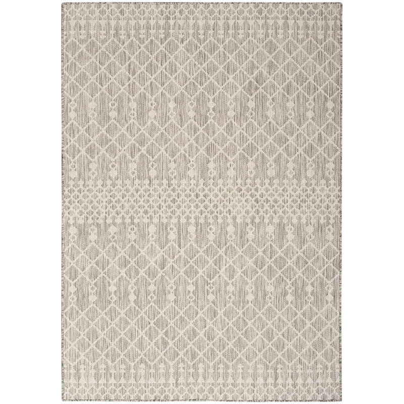 Pemberly Row Contemporary 5' x 7' Fabric Light Grey Area Rug
