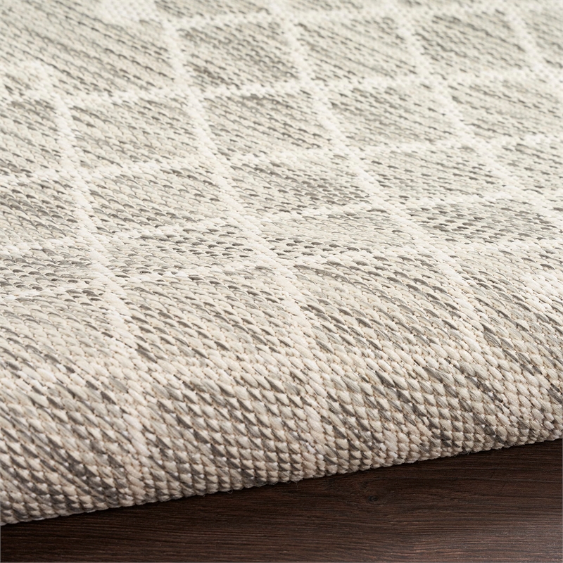 Pemberly Row Contemporary 5' x 7' Fabric Light Grey Area Rug