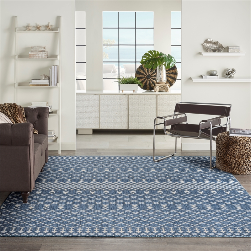 Pemberly Row Contemporary 8' x 10' Fabric Navy Blue Area Rug