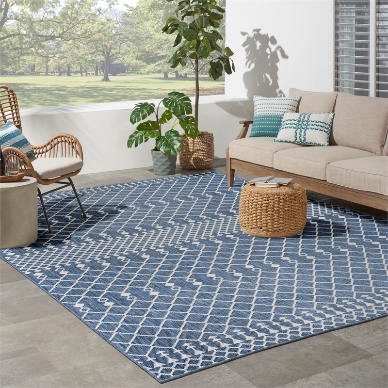 Pemberly Row Contemporary 8' x 10' Fabric Navy Blue Area Rug