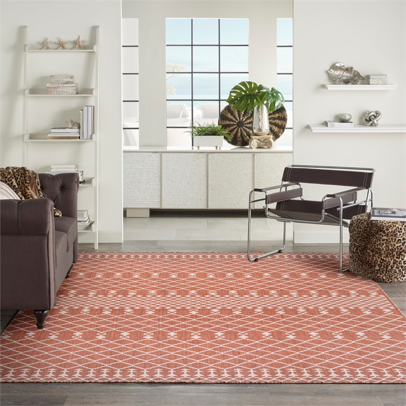 Pemberly Row Contemporary 8' x 10' Fabric Terracotta Area Rug
