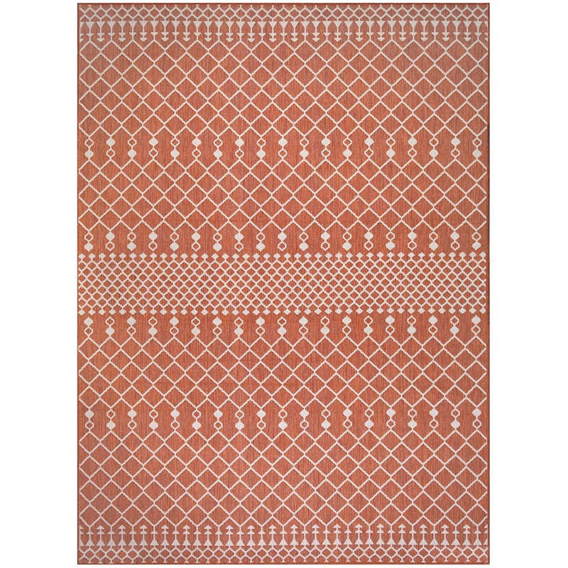 Pemberly Row Contemporary 8' x 10' Fabric Terracotta Area Rug