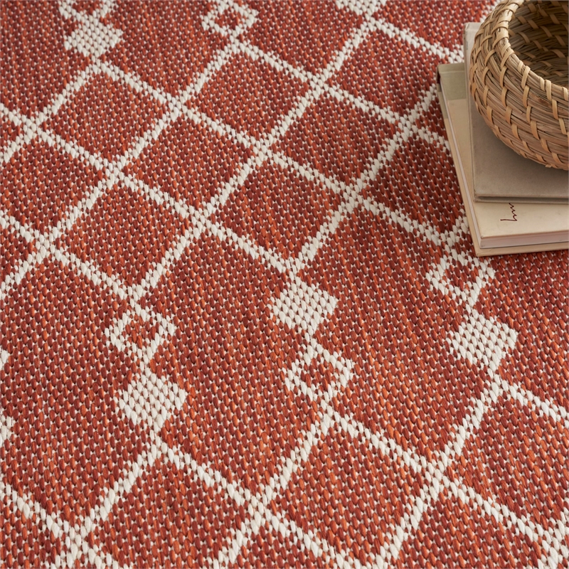 Pemberly Row Contemporary 8' x 10' Fabric Terracotta Area Rug