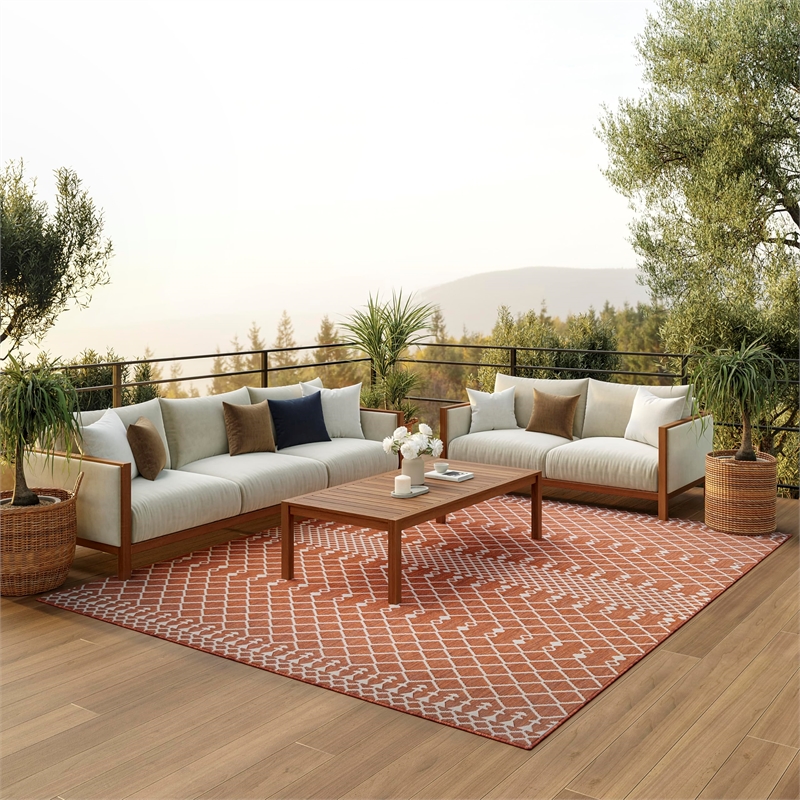 Pemberly Row Contemporary 8' x 10' Fabric Terracotta Area Rug