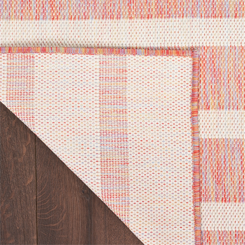 Pemberly Row Contemporary 5' x 7' Fabric Rainbow Ivory Area Rug