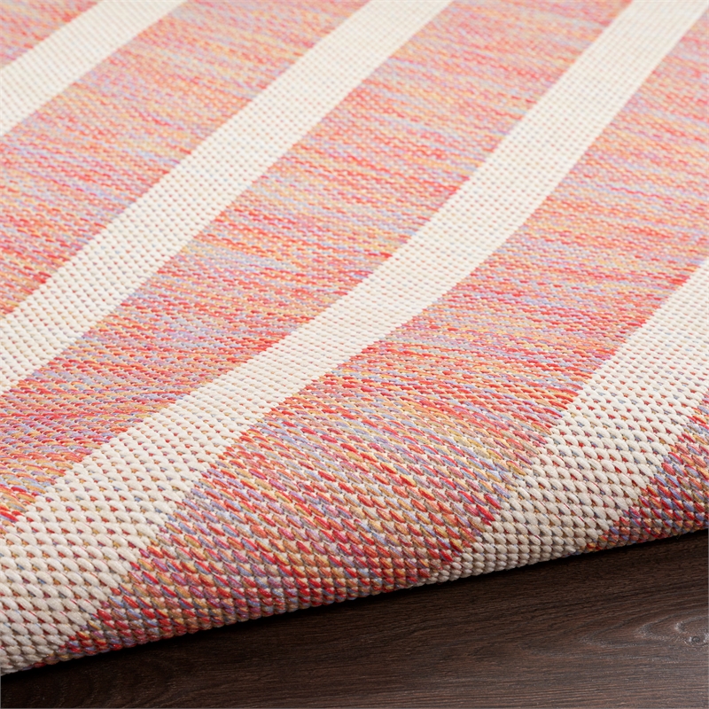 Pemberly Row Contemporary 5' x 7' Fabric Rainbow Ivory Area Rug