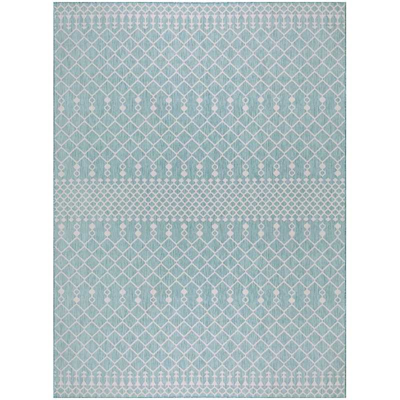 Pemberly Row Modern / Contemporary 8' x 10' Fabric Aqua Area Rug