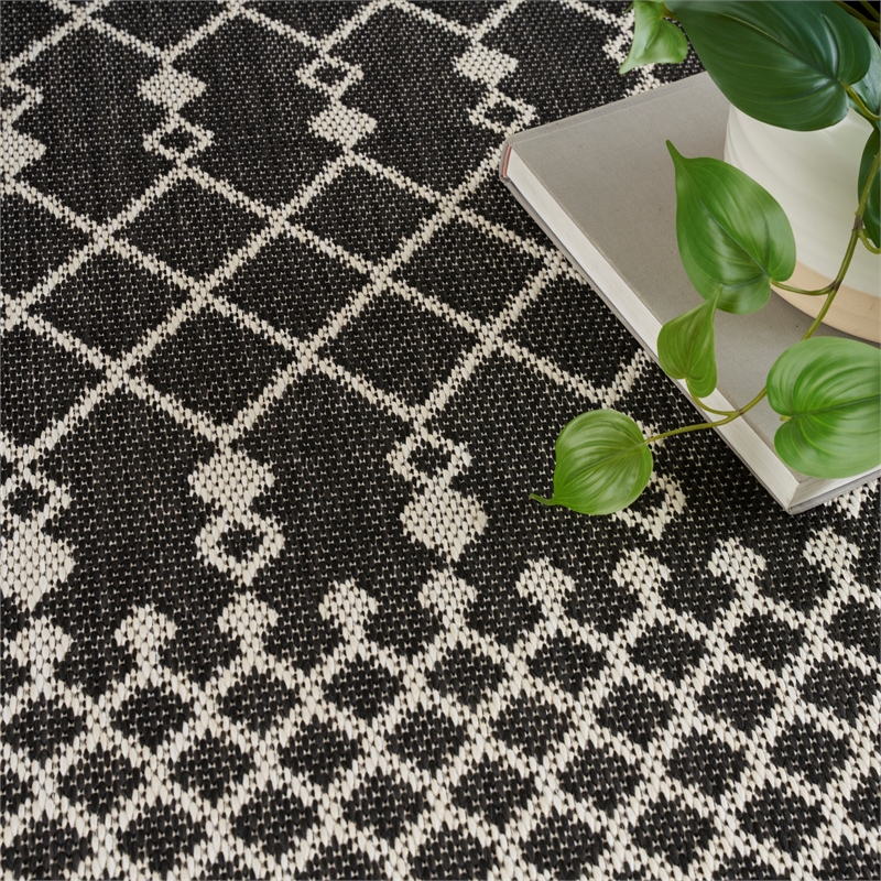 Pemberly Row Modern / Contemporary 9' x 12' Fabric Black Area Rug