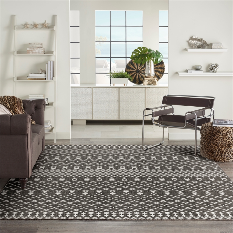 Pemberly Row Modern / Contemporary 9' x 12' Fabric Black Area Rug